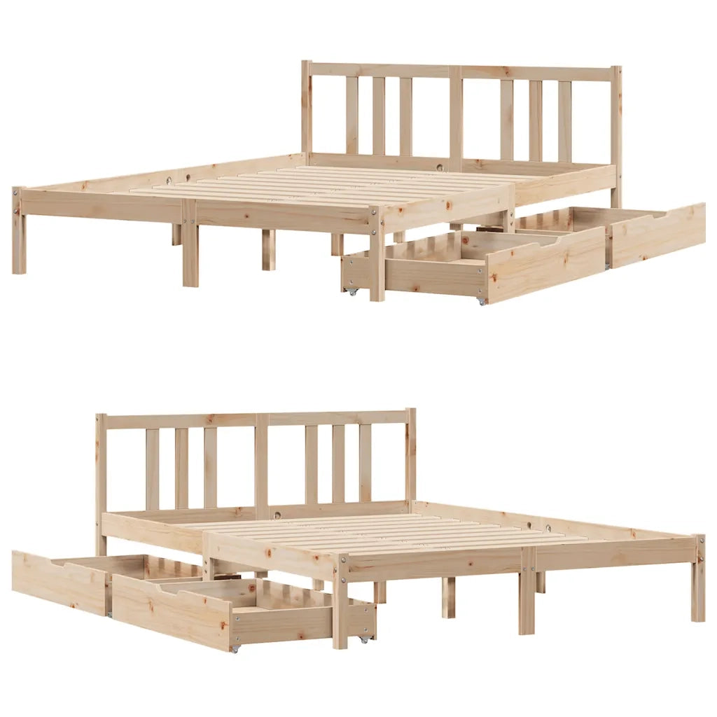 Letto senza Materasso 135x190 cm in Legno Massello di Pino 3301626
