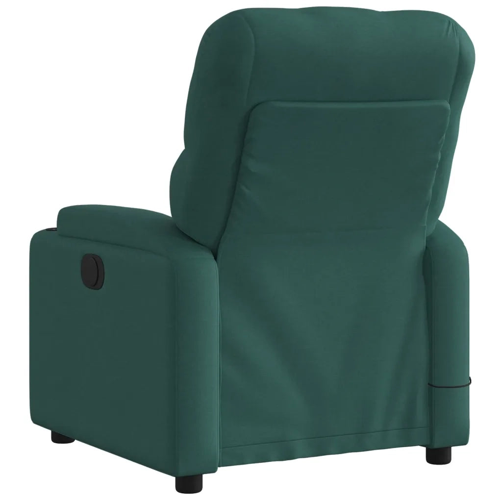 vidaXL Poltrona Massaggiante Reclinabile Elettrica Verde Scuro Tessuto