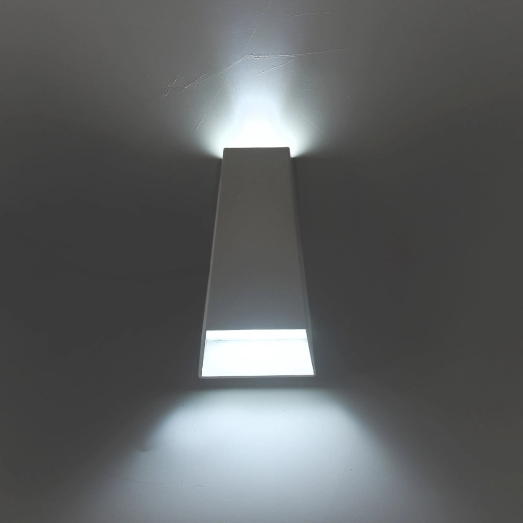 APPLIQUE LED DA PARETE BIEMISSIONE 6W IP65 PER ESTERNI - DESIGN MODERNO IN ALLUMINIO BIANCO CON DIFFUSORE OPACO IDEALE PER TERRAZZI PATII E PORTICATI