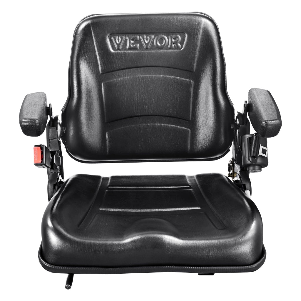 Sedile Universale per Carrello Elevatore e Trattore Pieghevole Regolabile in PVC con Braccioli e Cintura di Sicurezza TY-B17-1AF