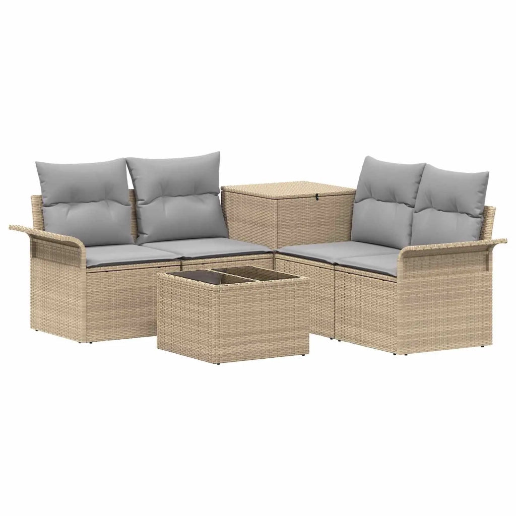 Set di divani 6 pz 4-Numero di posti Beige e Grigio Chiaro 3447091