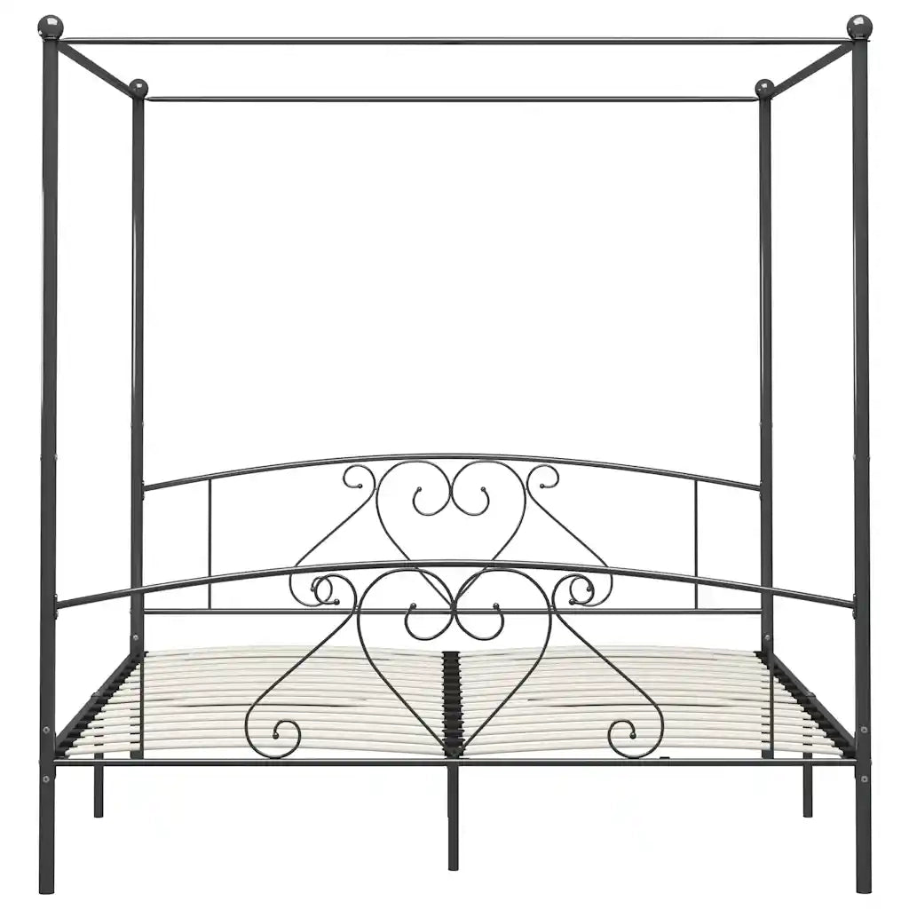 Giroletto Baldacchino senza Materasso Grigio 180x200 cm Metallo 284445