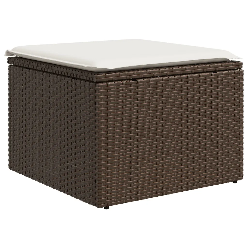 Sgabello Giardino con Cuscino Marrone 55x55x37 cm in Polyrattan CFW9399835