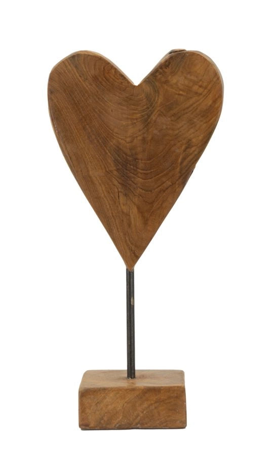 Scultura Cuore 15x10x35 cm in Teak Riciclato
