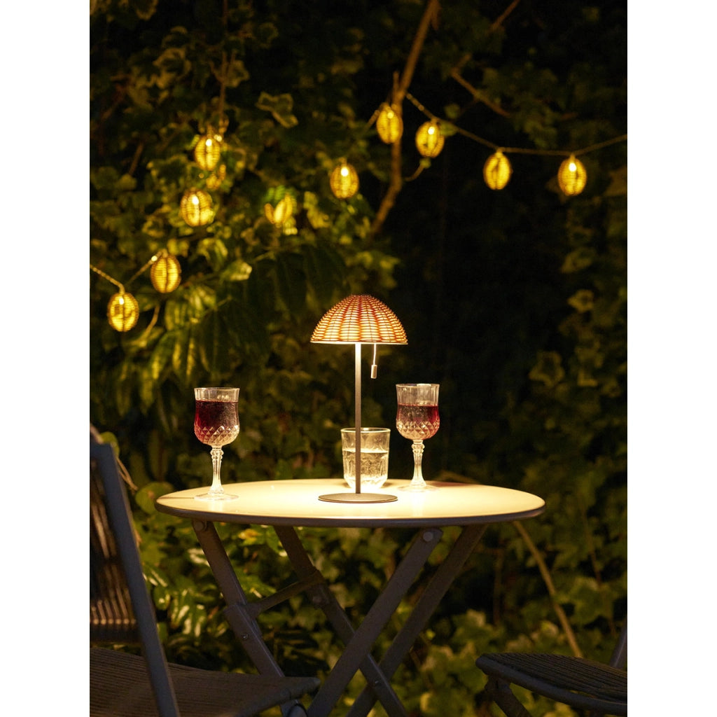 Filo luminoso LED Carlisle in polyrattan e metallo natural/nero — 180 cm