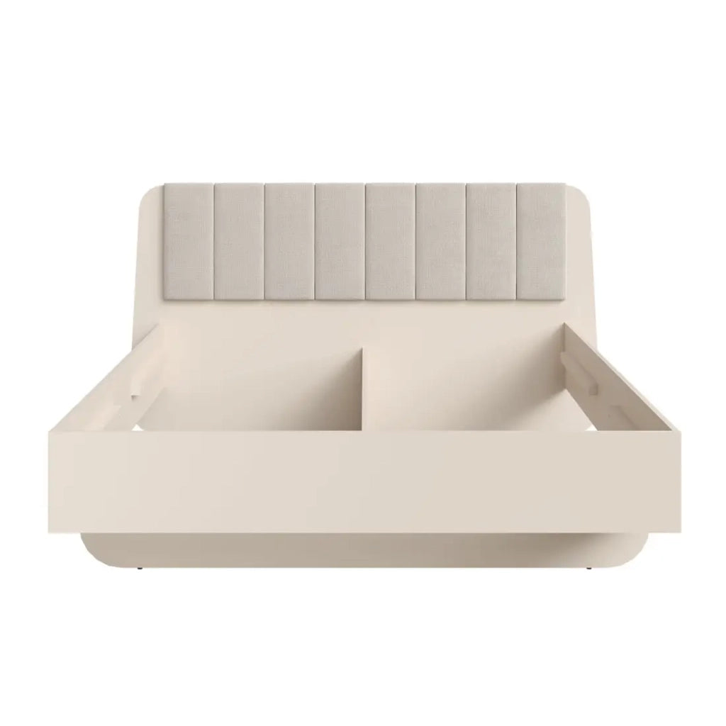 Letto 160x200 cm AMALIE – Colore beige sabbia – Testiera imbottita – Rete non inclusa