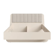 Letto 160x200 cm AMALIE – Colore beige sabbia – Testiera imbottita – Rete non inclusa