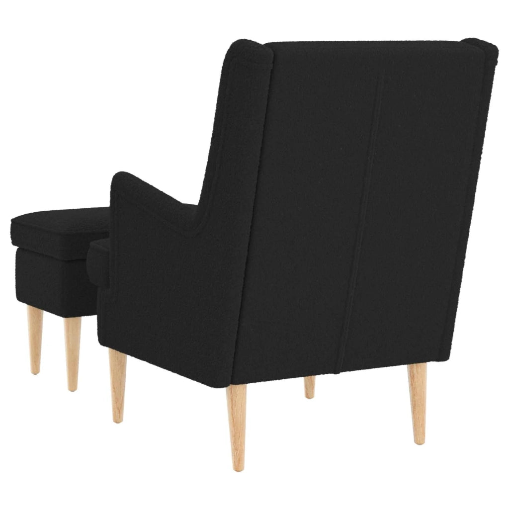 Poltrona con Ottomano 2 pz Nero Bouclé 3418841