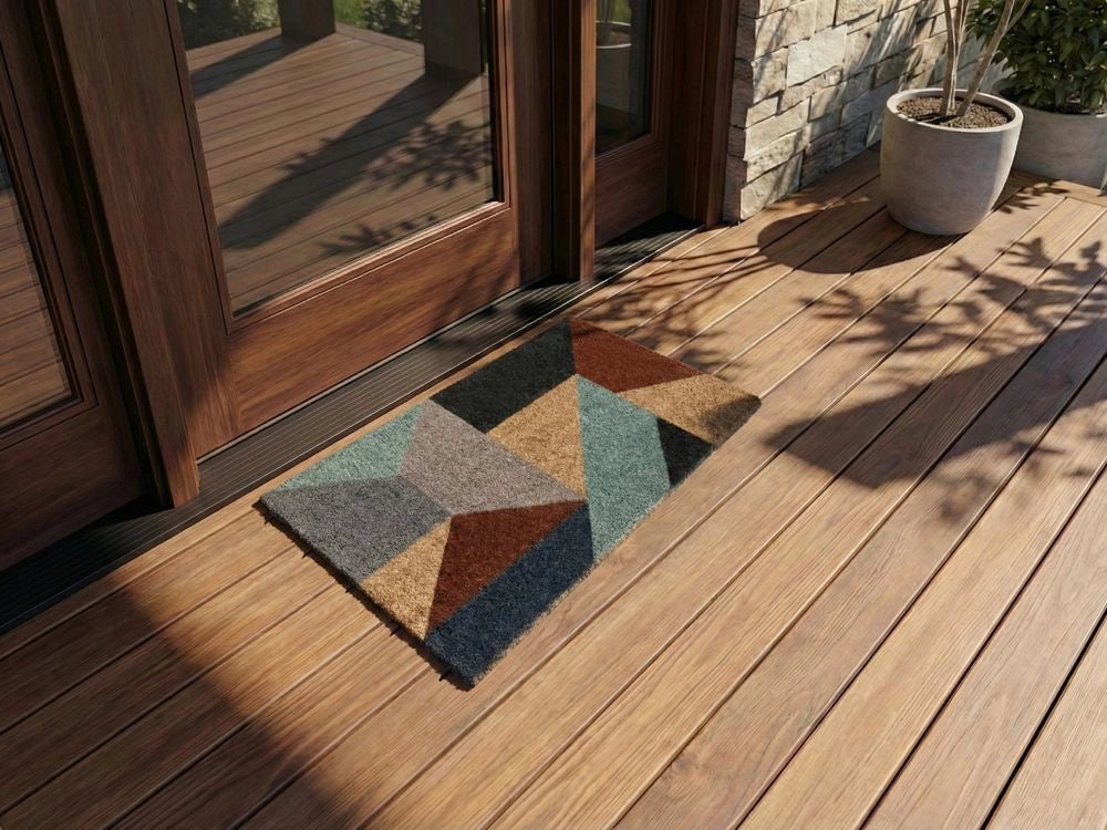 Zerbino multicolore in fibra di cocco con fondo antiscivolo 45 x 75 cm Antiscivolo Decorativo Motivo geometrico Zerbino di benvenuto