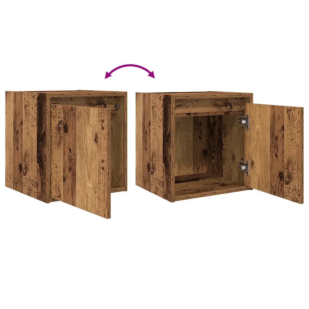 Comodino | Armadio da Notte | Mobiletto da notte a Muro Legno Antico 38x34x40 cm