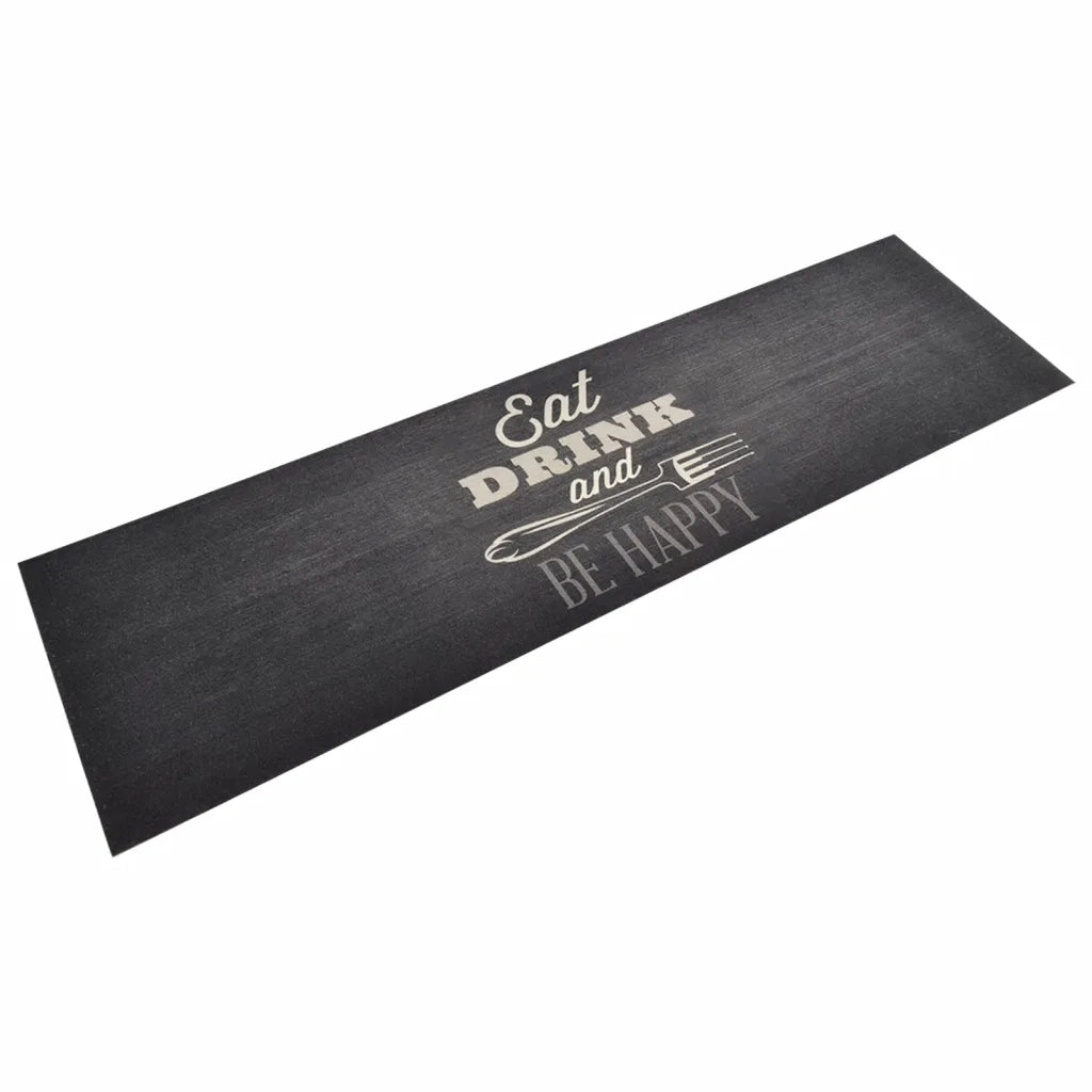 Tappetino da cucina lavabile dal design moderno 150 x 45 cm per interni antiscivolo velluto nero 02_0046050