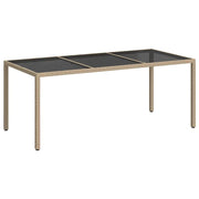Tavolo Giardino | Tavolino da esterno Beige 190x90x75 cm Vetro Temperato Polyrattan
