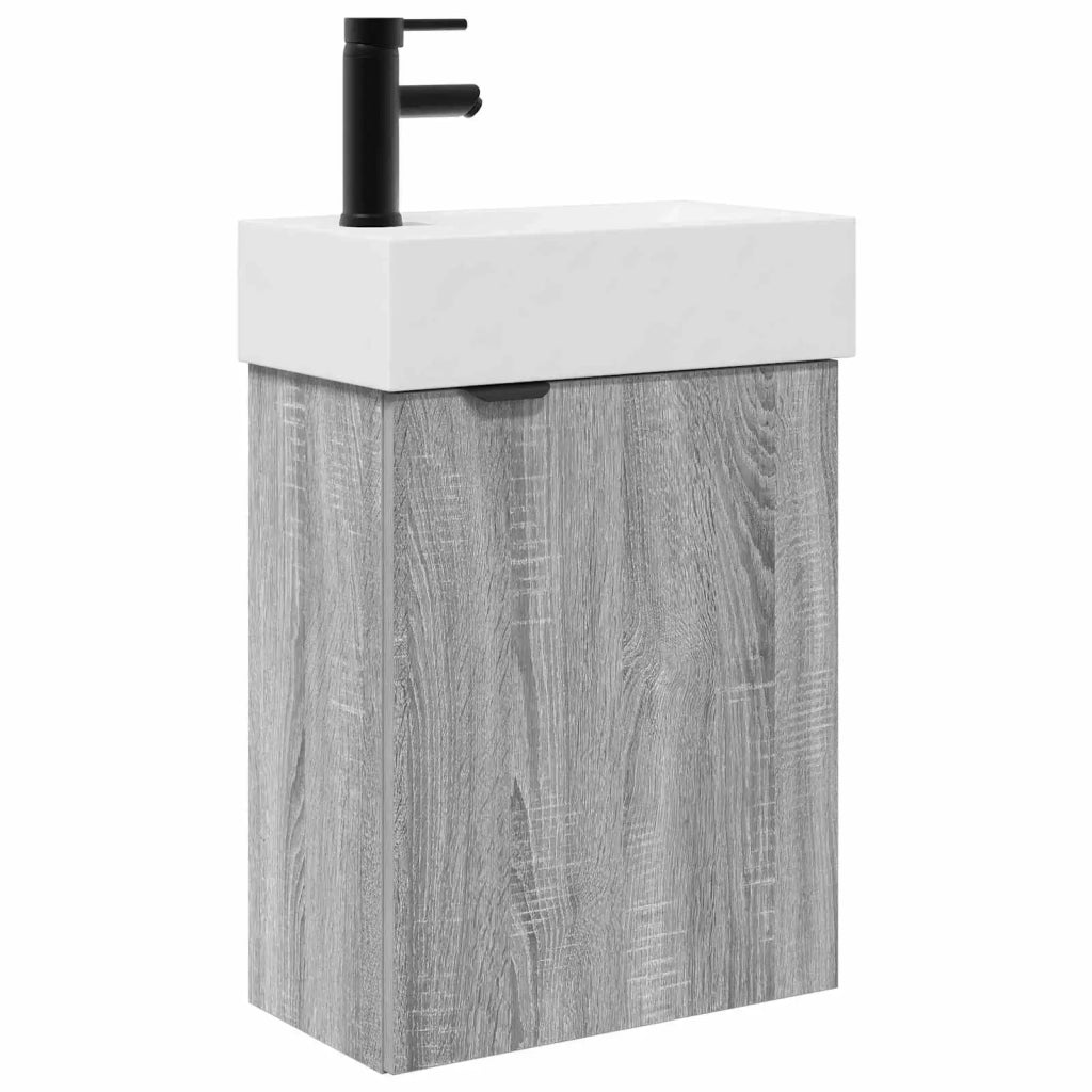 Mobile bagno con rubinetto Sonoma grigio 45,5 x 22,5 x 84 cm 889430