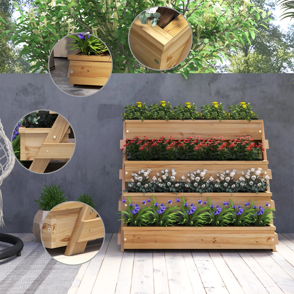 Fioriera Rialzata per Giardino in Legno di Abete con Tessuto non Tessuto ¨C zephmum ¨C Grigio 75x57x60.5 cm