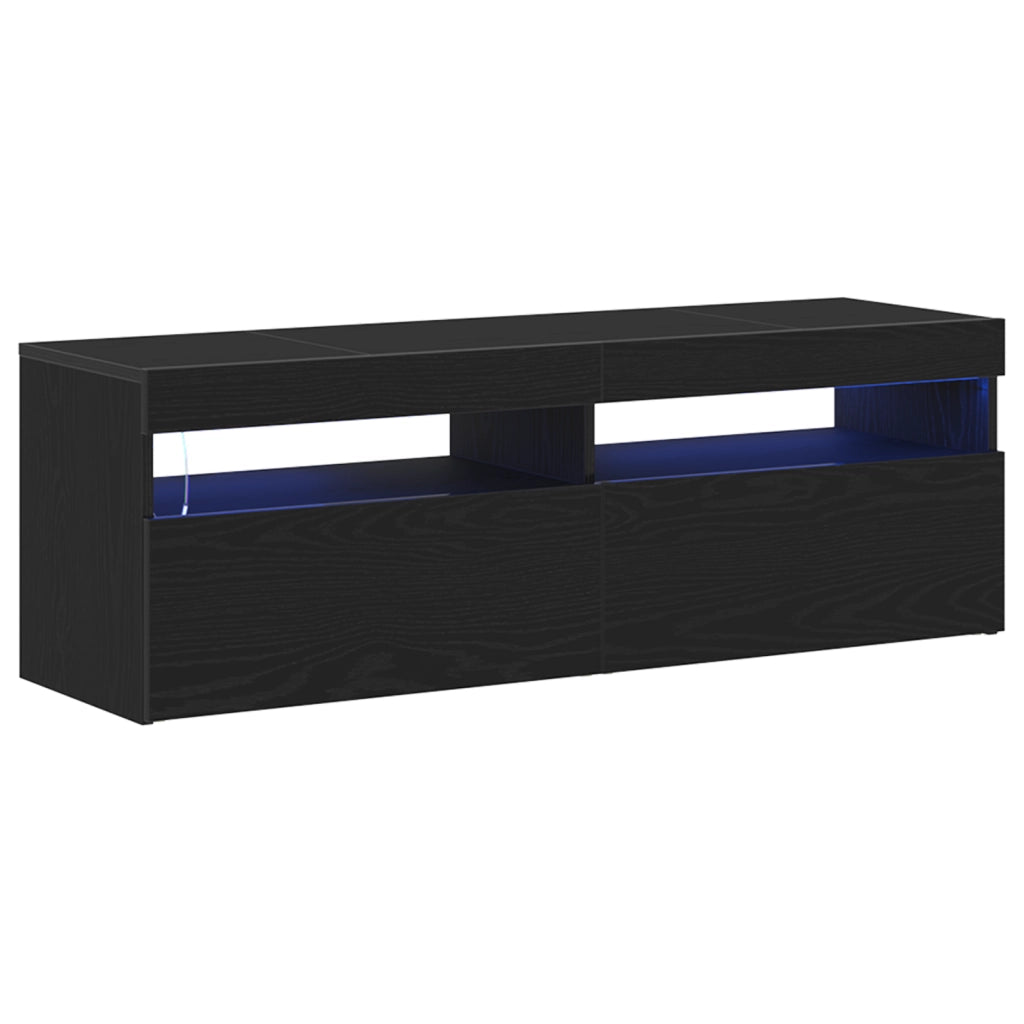 Mobile TV con LED Nero Rovere 120x35x40 cm Legno ingegnerizzato