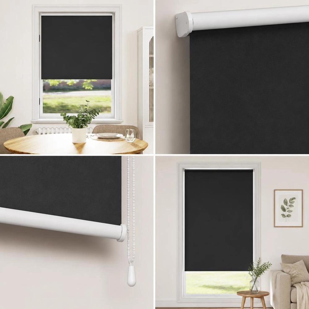 Blackout Roller Blind 80 X 175 Cm Black