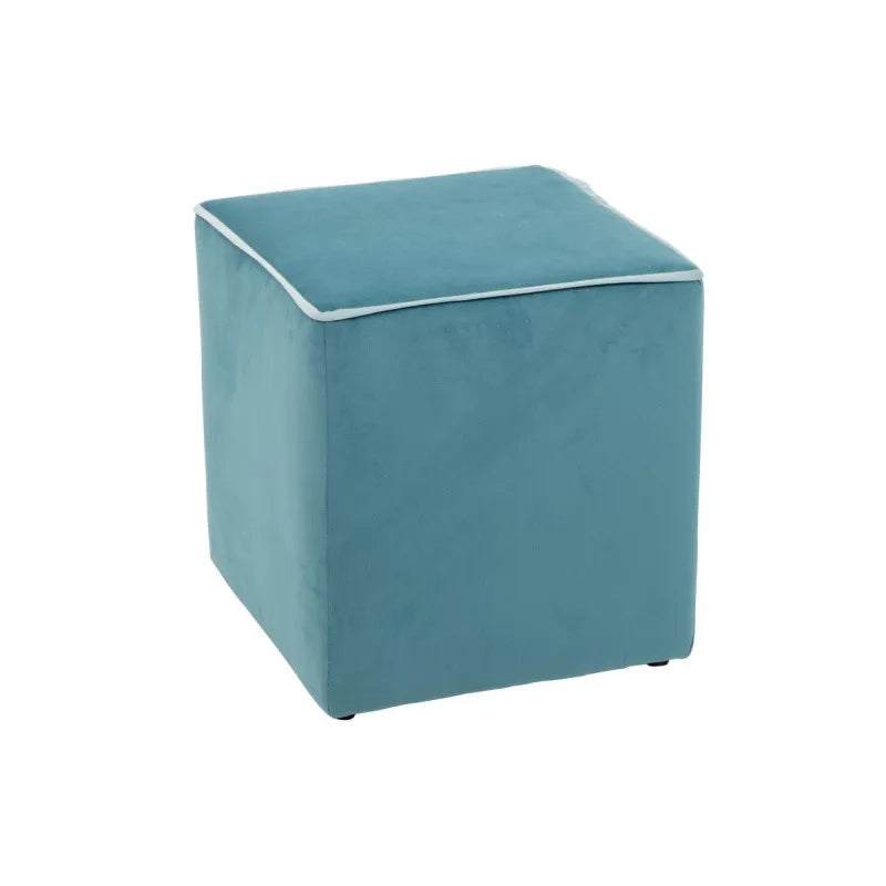 Pouf Zeno velluto ottanio - bordo azzurro