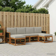 Set di divani da esterno 6 pcs Naturale e Grigio Chiaro