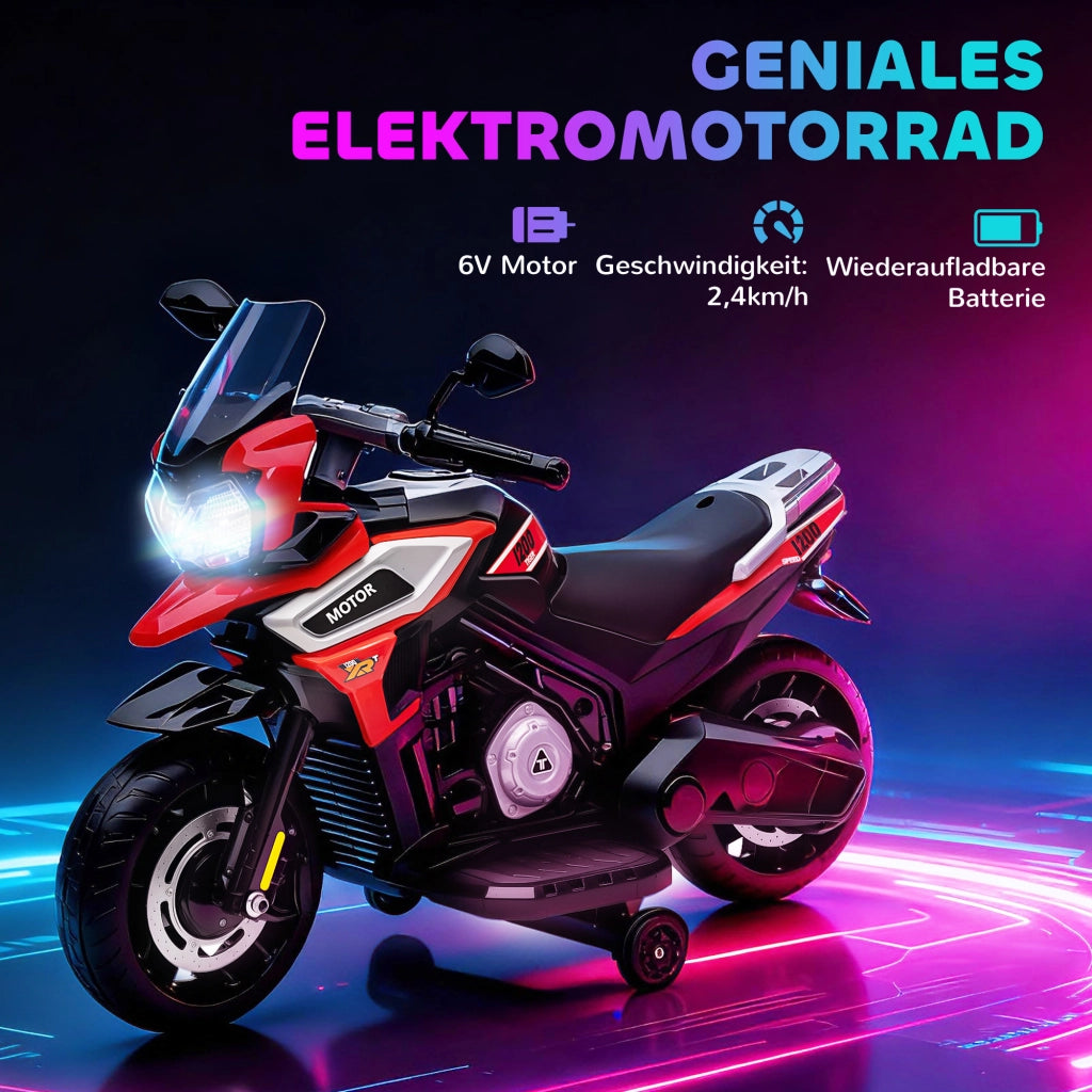 Moto elettrica per bambini ¨C zephmum ¨C Rosso, plastica, acciaio