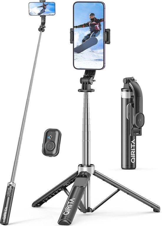 Maniglia per Selfie Estensibile 135cm con Comando a Radio e Supporto per Telefono Rotativo 360°