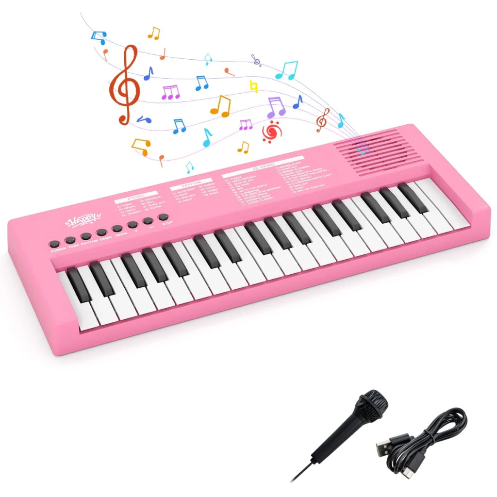 Tastiera pianoforte per bambini 40,5 x 15 x 3,5 cm 8 ritmi e microfono interattivo ABS rosa 20_0017389