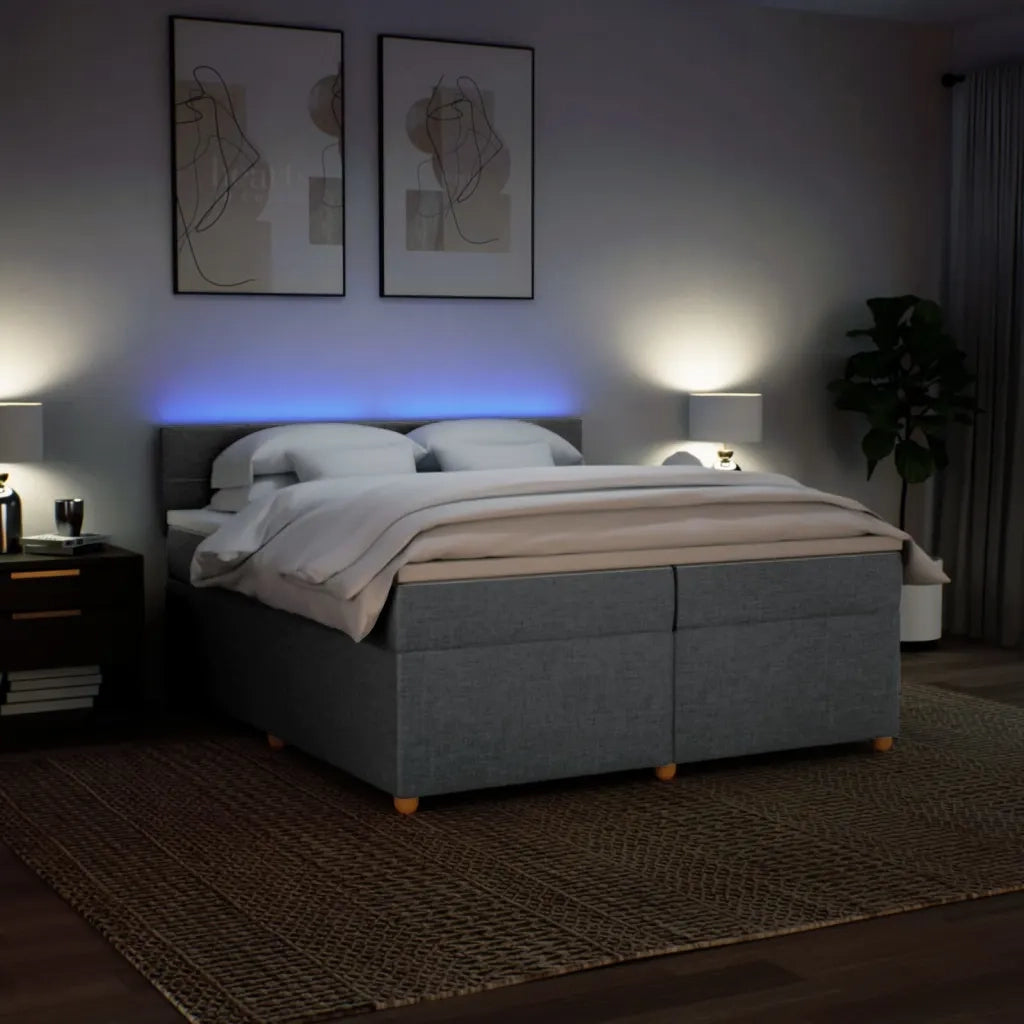 Giroletto a Molle con Materasso Grigio Chiaro 200x200cm Tessuto