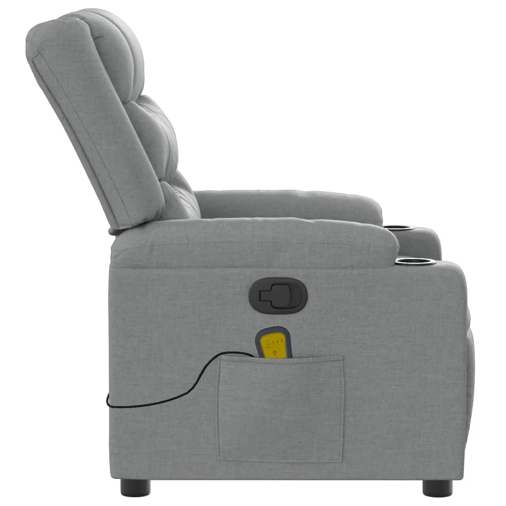 Poltrona Massaggiante Reclinabile Grigio Chiaro in Tessuto 374130