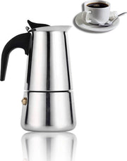 Caffettiera Moka in Acciaio Inossidabile - Zucchero e Caffè - Maniglia Ergonomica - Sostenibile - Ideale per Ufficio Casa - 100ml Capacità