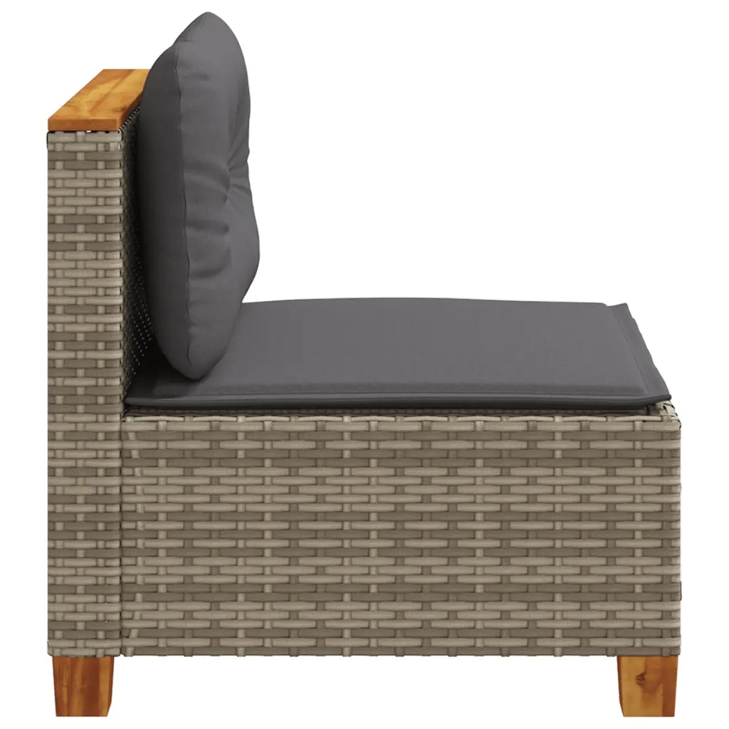 Divano Giardino Senza Braccioli con Cuscini-Sofa da giardino Grigio Polyrattan 940742