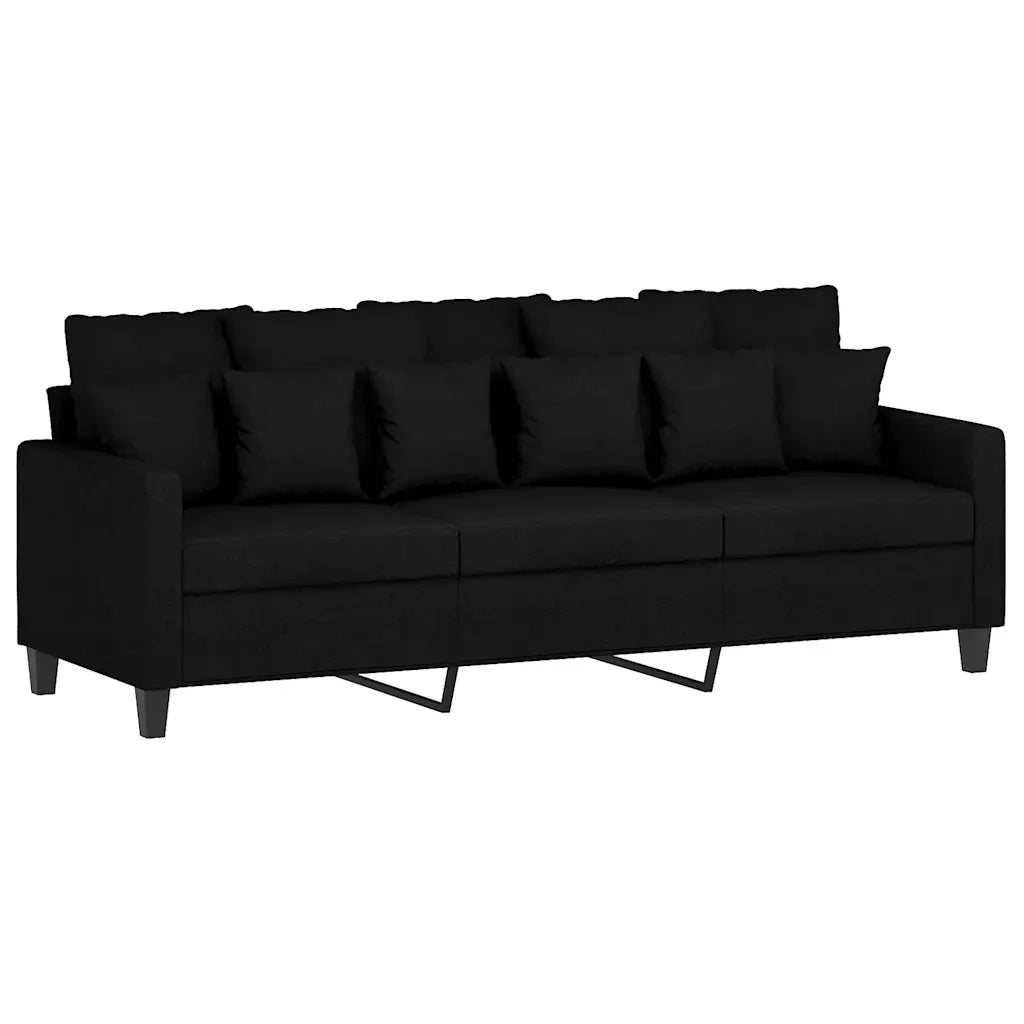 Divano a 3 Posti-Sofa 3 Posti Nero 180 cm in Tessuto 657802