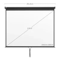 Telo Proiettore 120" Regolabile con Montaggio a Soffitto e Parete, Formato 4:3, 244x183cm, Bianco e Nero