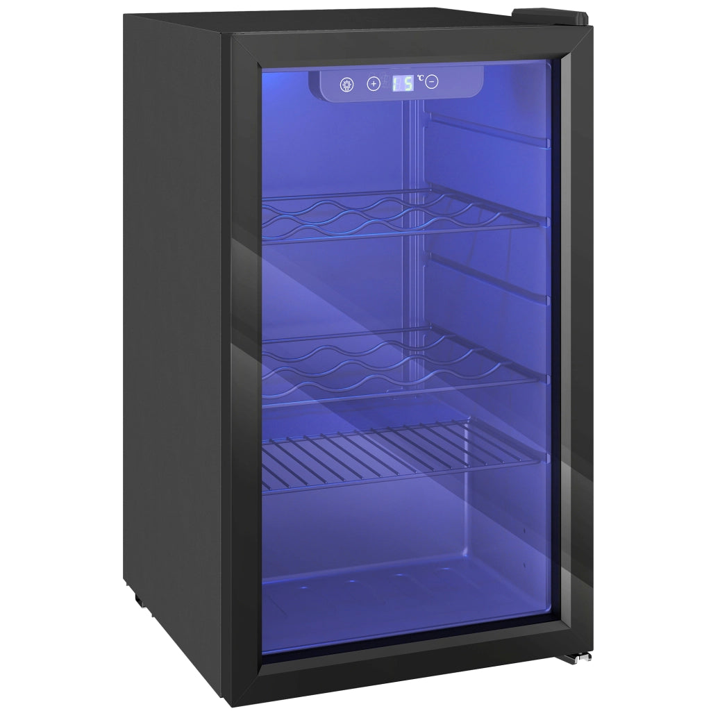 Cantinetta Vino Refrigerata 24 Bottiglie 43x46x74 cm Capienza 68L Temperatura Regolabile 4-16℃ con Vetro Anti UV Nero
