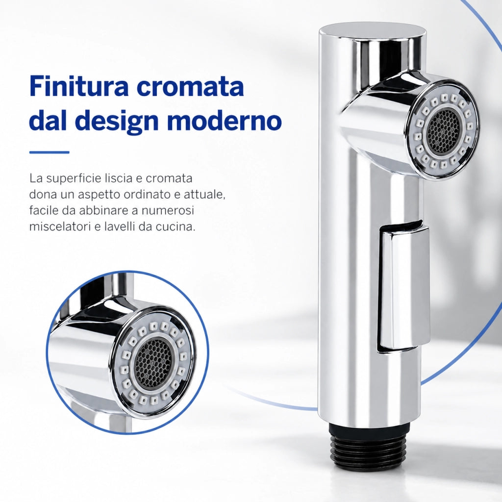Doccetta Ricambio Rubinetto Cucina 2 Getti Attacco 1/2" Cromata 59223