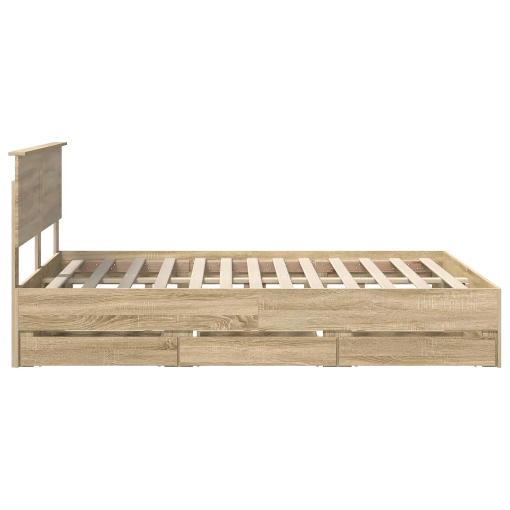 Struttura del letto con cassetto Rovere Sonoma 140 x 190 cm 3407979