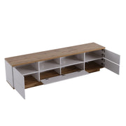 Mobile TV con 5 Ante e 2 Vani Aperti; Frontali a Griglia; Stile Moderno; 180??46??38 cm; in MDF; Bianco