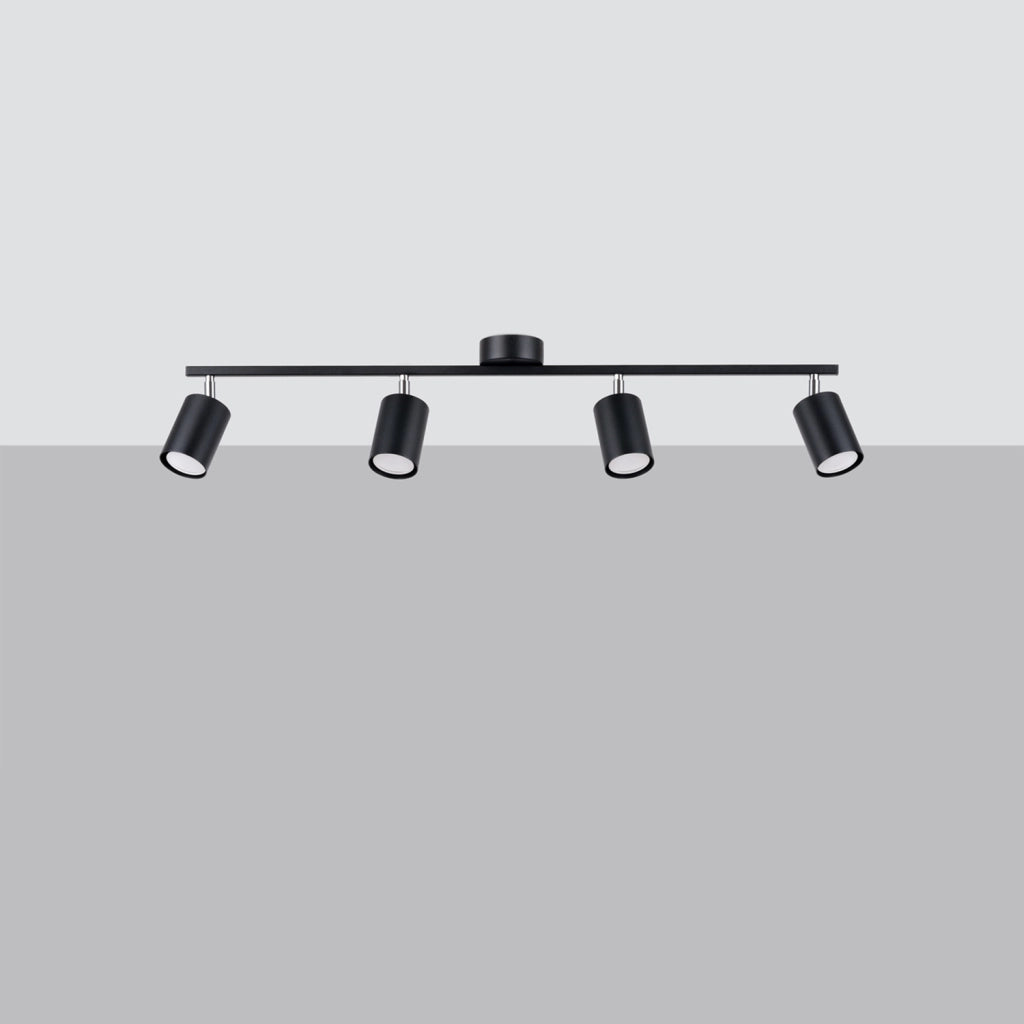 Spot soffitto moderno 4 luci nero GU10 4x10W Fjello
