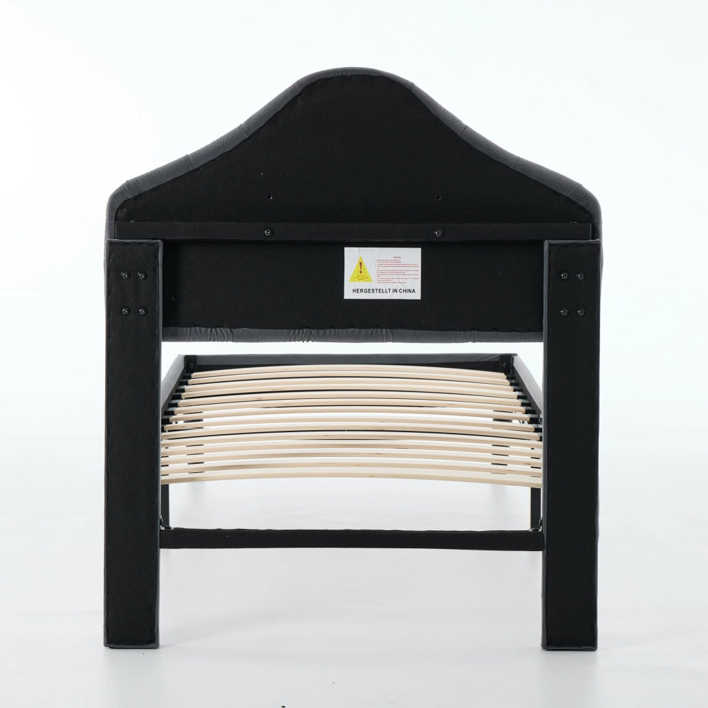 Letto imbottito di 90x200 cm in ciniglia grigia