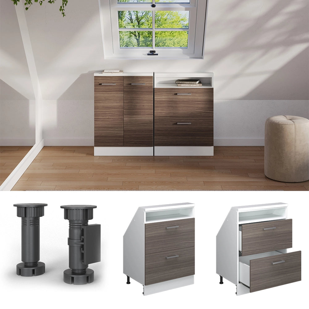 Mobile sottotetto Rion Grigio nobile/Bianco con 2 cassetti Vicco