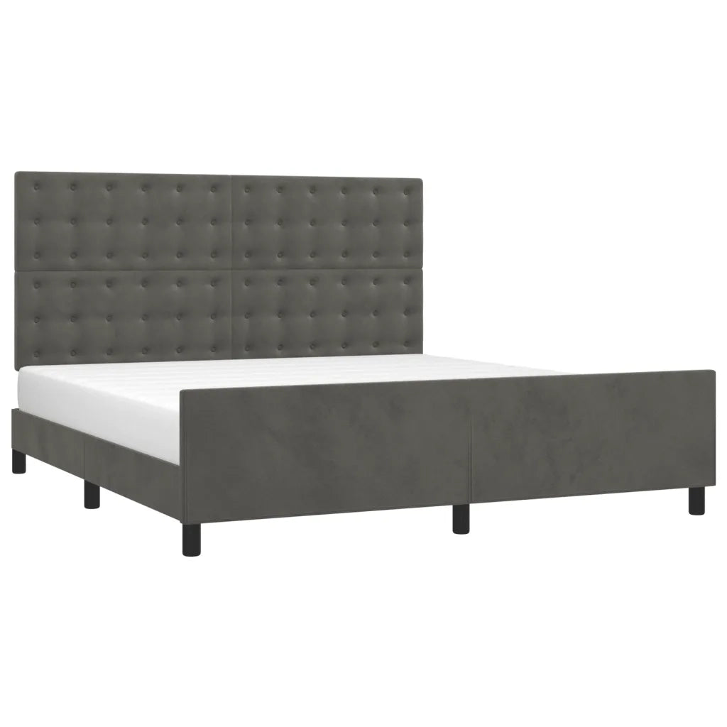 Giroletto con Testiera Grigio Scuro 160x200 cm in Velluto cod mxl 57451