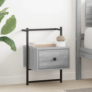 Comodino a Muro Grigio Sonoma 35x30x51 cm Legno Multistrato 833449