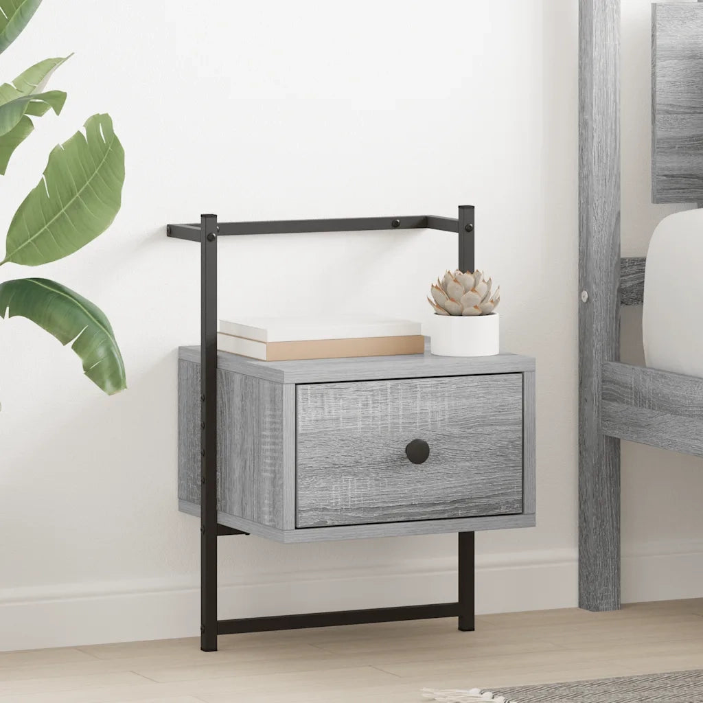 Comodino a Muro Grigio Sonoma 35x30x51 cm Legno Multistrato 833449