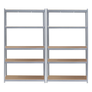 Set 2x Scaffali zincati a incastro per carichi pesanti 100x60x200cm 5 ripiani 200kg/piano