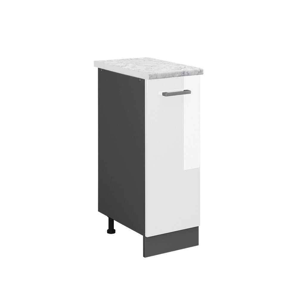 Armadio cucina dispensa alto R-Line Bianco lucido/Antracite 30 cm PL Marmo Vicco