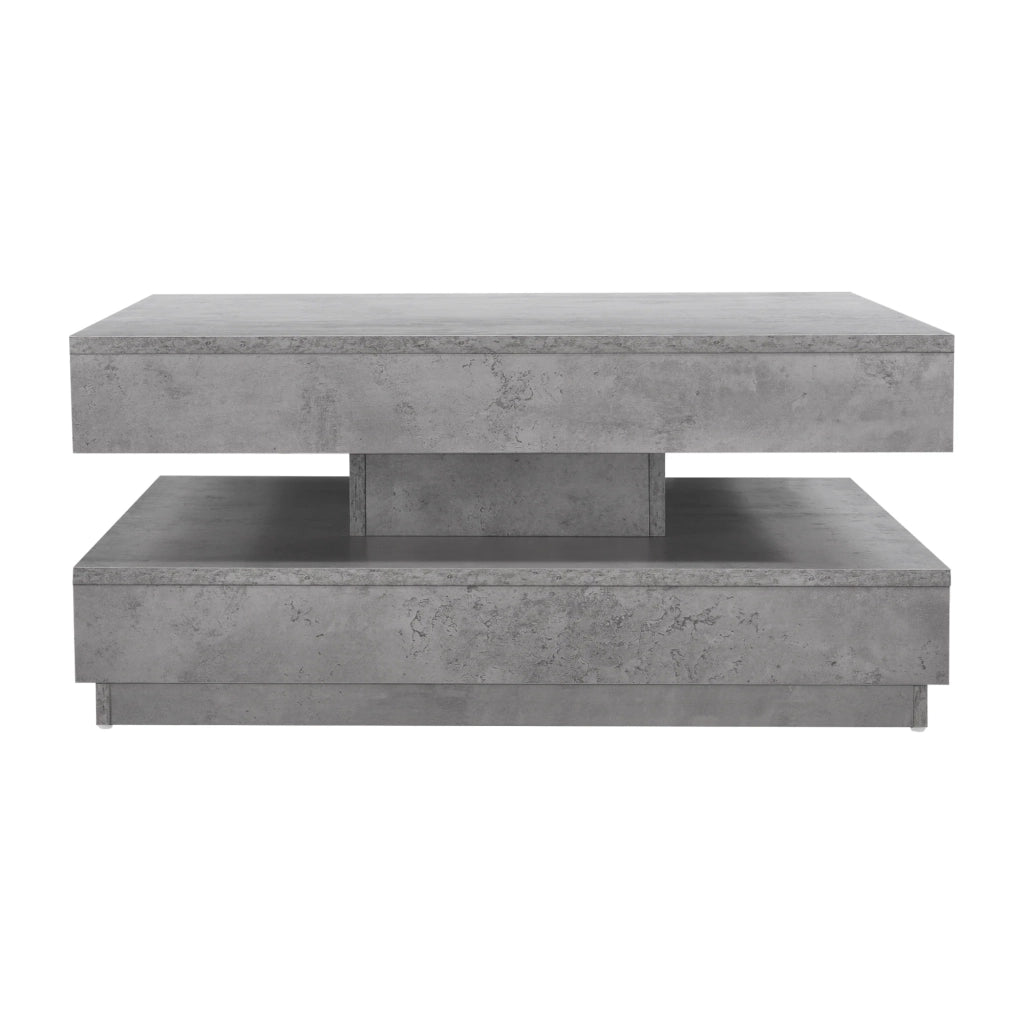 Tavolino con piano girevole 76 x 76 cm legno cemento grigio 03_0004128
