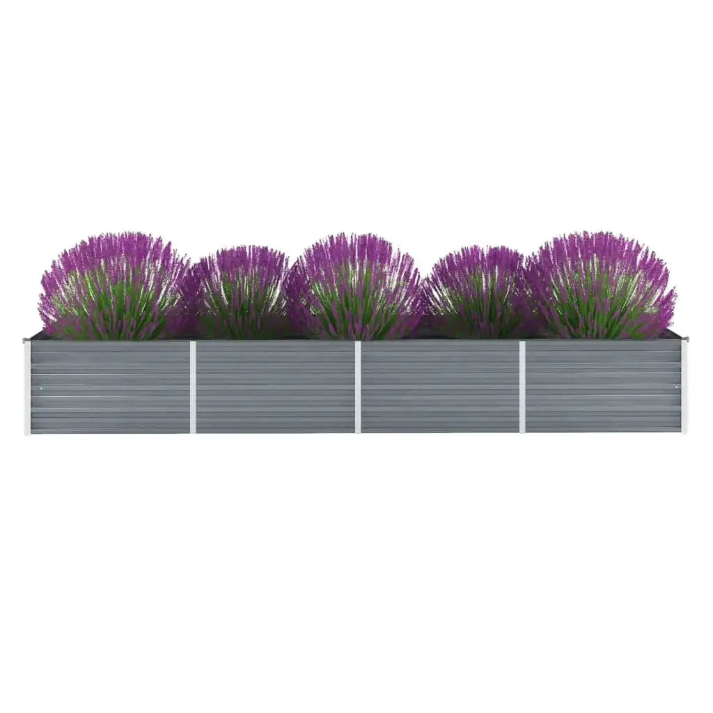Fioriere | Cassetta per fiori | Letto Rialzato Giardino in Acciaio Zincato 320x80x45 cm Grigio