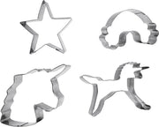 Set di 4 stampi per biscotti o stampi per biscotti unicorn testa unicornica stella arcobaleno acciaio inox altezza 2,5 cm
