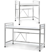 Trade Shop - Mensola Allungaile Da 40-65cm Salvaspazio Con 8 Ganci Per Appendere Utensili Arredo Casa - Bianco