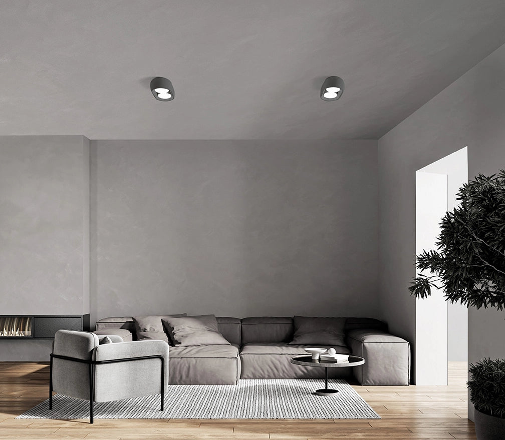 MYSIA lampada da Soffitto 2 Luci attacco GX53 Grigia RAL 7039 in gesso 20x11cm