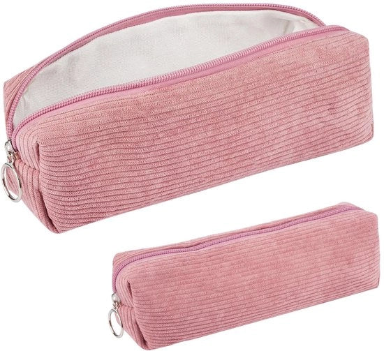 Etui per corduroy, estetico etui, pratico etui, moda etui per bambini, zaino per scuola e ufficio (rosa)