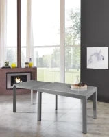 E-STYLO Tavolo allungabile con top grigio in vetro temperato e gambe in metallo grigio, 83cm X 120/175/230 /290/350cm H. 75cm.
